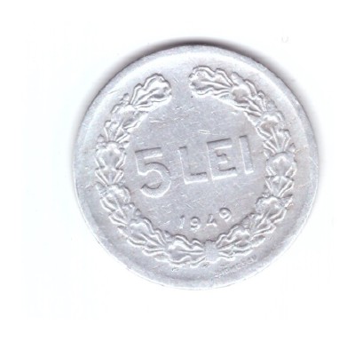 Moneda 5 lei 1949, stare relativ buna, curata foto