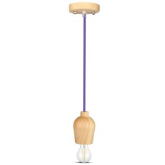 PENDUL TAVAN SOCLU E27 LEMN - VIOLET foto