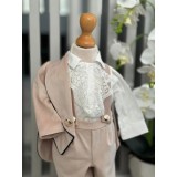Costum botez, print cu aripi cream - DPH323