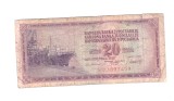 Bancnota Yugoslavia 20 dinara 4 noiembrie 1981, circulata, uzata