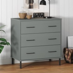 Gossi servanta cu 3 sertare, gri, 77x40x79,5 cm, lemn masiv oslo
