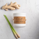 Lumanare handmade din ceara naturala de soia 100%, Ghimbir si lemongrass, Recipient ceramic alb, 150 g