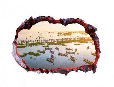 Autocolant decorativ, Gaura in perete, Multicolor, 85 cm, 658STC-1 foto