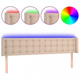 Cumpara ieftin Tablie de pat cu LED, cappuccino 203x16x78/88cm piele ecologica