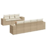 Cumpara ieftin Set canapele de gradina, 8 piese, cu perne, bej, poliratan