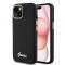 Husa pentru iPhone 15 / iPhone 14 / iPhone 13 - Guess Silicone Script Metal Logo &amp; Frame (GUHCP15SSMBSLK) - Black