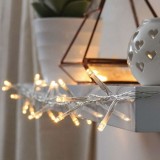Instalatie de craciun cu baterii tip liniar, 2 jocuri de lumini, fir transparent 2 m 20 led -uri, alb cald, Flippy