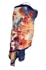 Fular dama l&acirc;nă de lux, alb/galben, 180x60cm