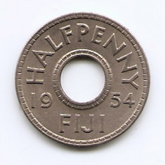 Fiji 1/2 penny 1954 - Elizabeth II - Cupru-nichel, B11, 21.1 mm KM-20 (1)
