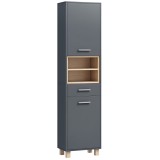 HOMCOM Coloană de Baie cu Sertar, Dulapuri și 2 Rafturi Deschise, Mobilier cu Spațiu de Depozitare, 40x24x160 cm, Gri | Aosom Romania