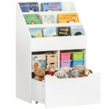 Biblioteca pentru Copii cu mai Multe Rafturi Suport de Organizare cu Sertar de Depozitare pentru Camera de Joaca, Alb HOMCOM | Aosom Romania