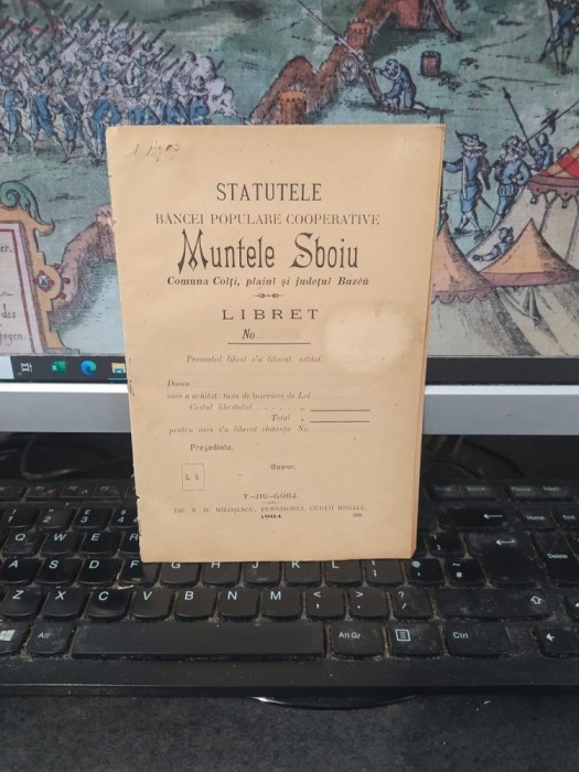 Statutele Băncei populare cooperative Muntele Sboiu com. Colți, plaiul și jud. Buzău, T&acirc;rgu Jiu 1904, 196