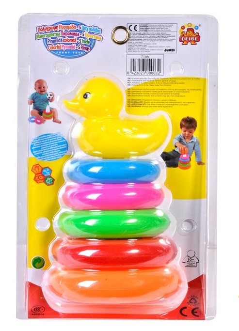 Set jucarie de sortat forme Mark.B7 Piramida, 6 inele de plastic