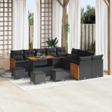 VidaXL Set de canapele pentru grădină 14 pcs Negru 110 x 55 x 71 cm
