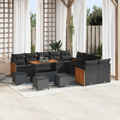 vidaXL Set de canapele pentru grădină 14 pcs Negru 110 x 55 x 71 cm 3365319 foto