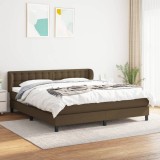 Cumpara ieftin Pat box spring cu saltea, maro &icirc;nchis, 160x200 cm, textil