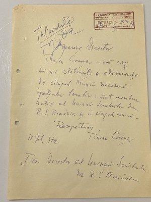Traian Cosovei - document vechi - manuscris, semnatura olografa foto