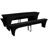 Cumpara ieftin Set huse pentru masa de bere si bancute, 220x70x80 cm, negru, 3 buc.