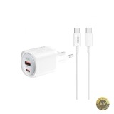 Incarcator Retea Cu Cablu USB-C XO Design CE21 30W 3A 1 x USB-A - 1 x USB-C Alb