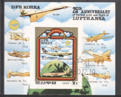 Korea 1980 Aviation, Lufthansa, imperf. sheet, used T.330 foto