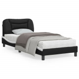 Cadru de pat cu LED negru si alb 90x190 cm piele artificiala GartenMobel Dekor, vidaXL