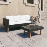 vidaXL Set mobilier de grădină cu perne, 2 piese, negru, poliratan 3059336