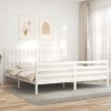 VidaXL Cadru pat cu tăblie 200x200 cm, alb, lemn masiv 3194332
