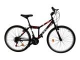 Bicicleta MTB Tec Strong, roata 26&quot;, cadru din otel, culoare negru/rosu Cod:252637000305