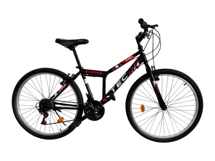 Bicicleta MTB Tec Strong, roata 26&quot;, cadru din otel, culoare negru/rosu Cod:252637000305