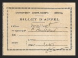BILLET D&#039;APPEL - BILET DE CHEMARE ELEV, PERIOADA INTERBELICĂ - FRANȚA, INSTITUTION SAINT-JOSEPH, LICEU DIN EPINAL