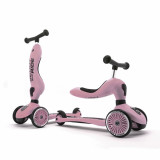 Trotineta copii cu sezut, transformabila 2in1, HighwayKick 1 Rose, 1-5 ani, pana la 50 kg, Scoot Ride, Scoot And Ride