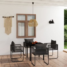 vidaXL Set de servit masa pentru grădină, 5 piese, negru 3099078