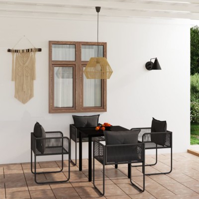 vidaXL Set de servit masa pentru grădină, 5 piese, negru foto