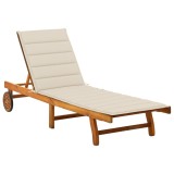 vidaXL Șezlong de grădină cu pernă, lemn masiv de acacia 3061347