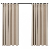 Draperii opace aspect in, cu carlige, 2 buc., bej, 140x175 cm