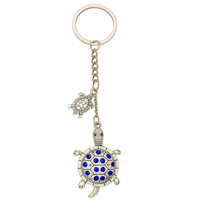 Amuleta Feng Shui tip breloc pentru protectie si noroc, model broasca testoasa, albastru
