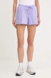 Under Armour pantaloni scurti Rival Terry culoarea violet, melanj, high waist, 1389657
