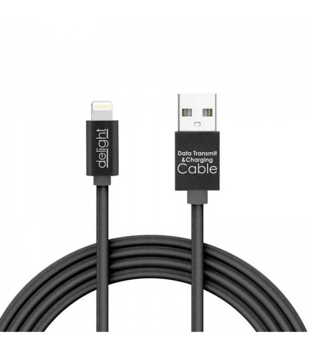 Cablu de date iPhone lightning 1m negru cu iluminare LED rosu delight
