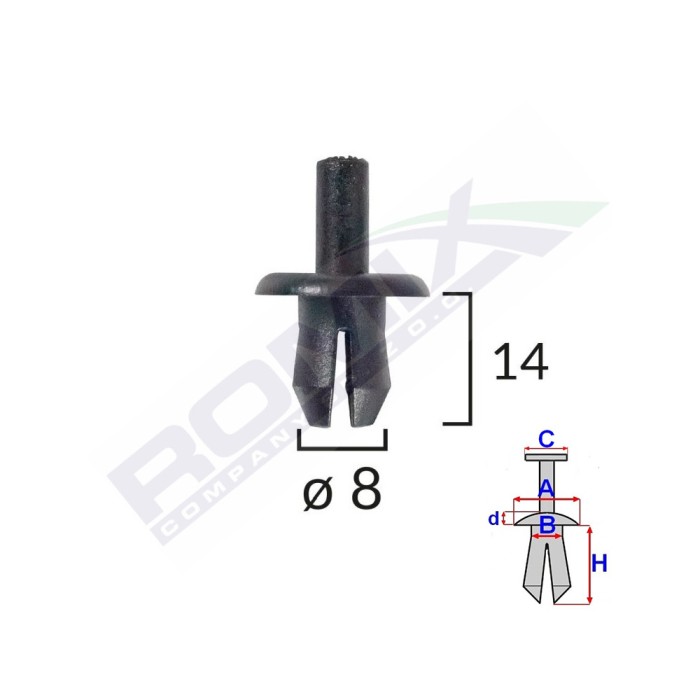 CLIPS FIXARE VOLVO 8X14MM - NEGRU SET 10 BUC 62024