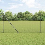 Set de st&acirc;lpi de gard gri Set de 2 Gri Metal, Plastic 10 x 1 m
