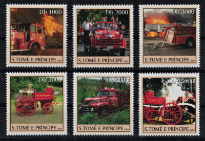 S.TOME &amp;amp; PRINCIPE 2003 - Masini de pompieri/ serie completa MNH foto