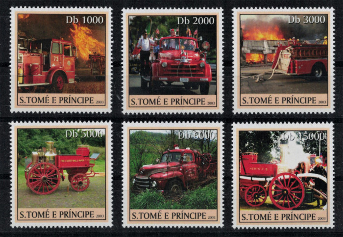 S.TOME &amp; PRINCIPE 2003 - Masini de pompieri/ serie completa MNH