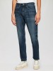 Blugi Mauro, cu talie inalta, croiala Regular Fit, Tapered leg, Albastru inchis, W30 L30