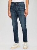 Blugi Mauro, cu talie inalta, croiala Regular Fit, Tapered leg, Albastru inchis, W30 L30