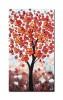 Tablou pictat manual, Copacul vietii, bucurie in rosu, 90x50cm ulei pe panza in cutit efect 3D, Valentin Pop