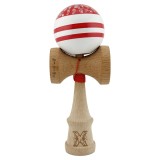 Kendama X CHICANOS Originala, Profesionala, Cyrax, Big Cups V2, Super Sticky cu Cupe Mari, Rulment Metalic, din lemn 18 cm, Ata 55 cm, Rosu/Alb
