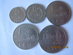 Romania (e102) - 5, 15 Bani, 1 Leu (2 pcs.), 3 Lei 1966 foto