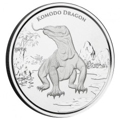 Tokelau 2022 &amp;ndash; 2 dolari - dragon de Komodo, 1 OZ, O monedă de argint foto