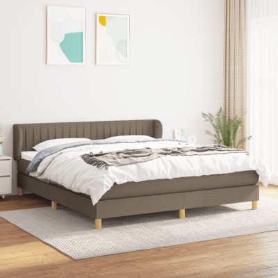vidaXL Pat box spring cu saltea, gri taupe, 160x200 cm material textil 3126977 foto