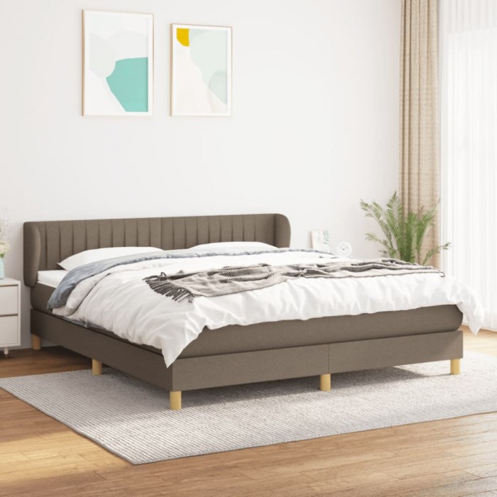 vidaXL Pat box spring cu saltea, gri taupe, 160x200 cm material textil 3126977